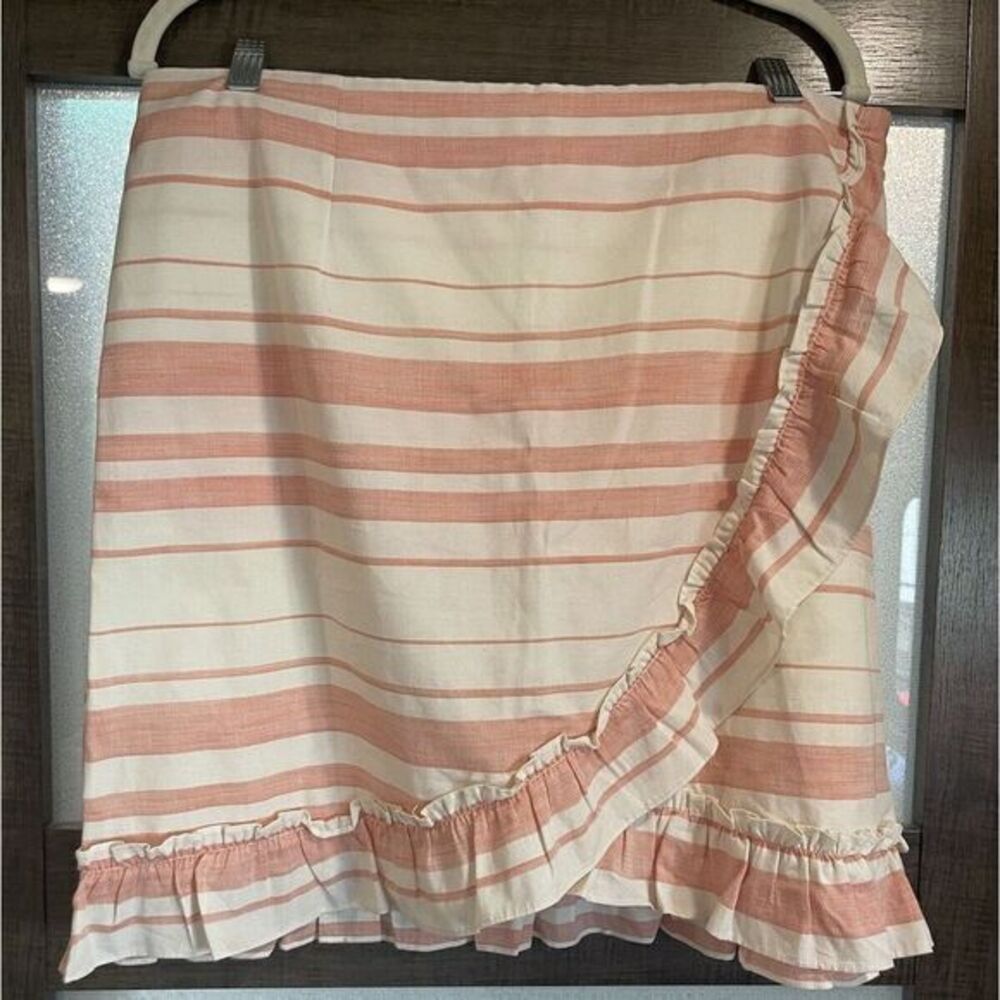 Buffalo David Bitton Ivory Orange Stripes High Rise Faux‎ Wrap Skirt Sz 10